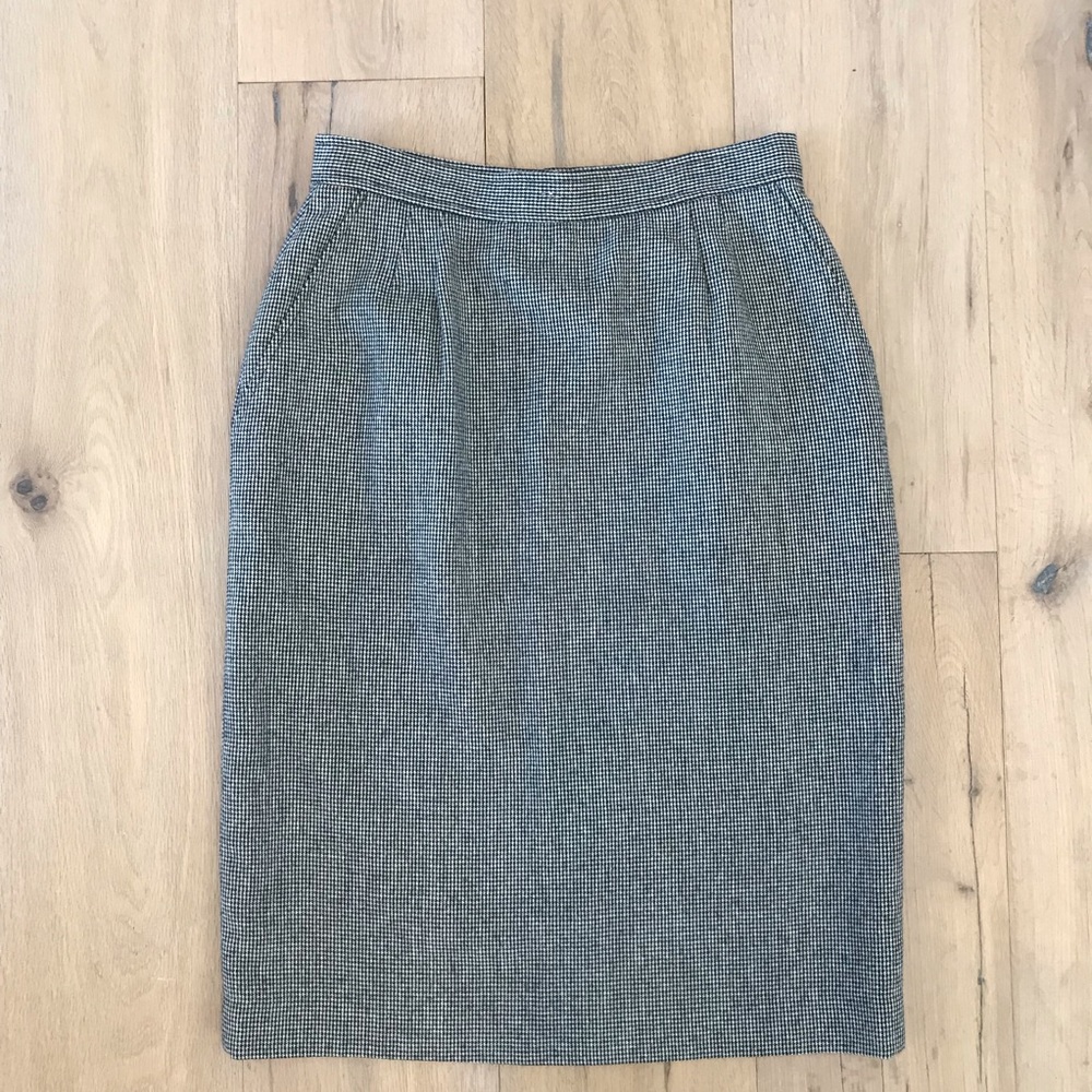 Vintage Black & White Pencil Skirt WITH POCKETS